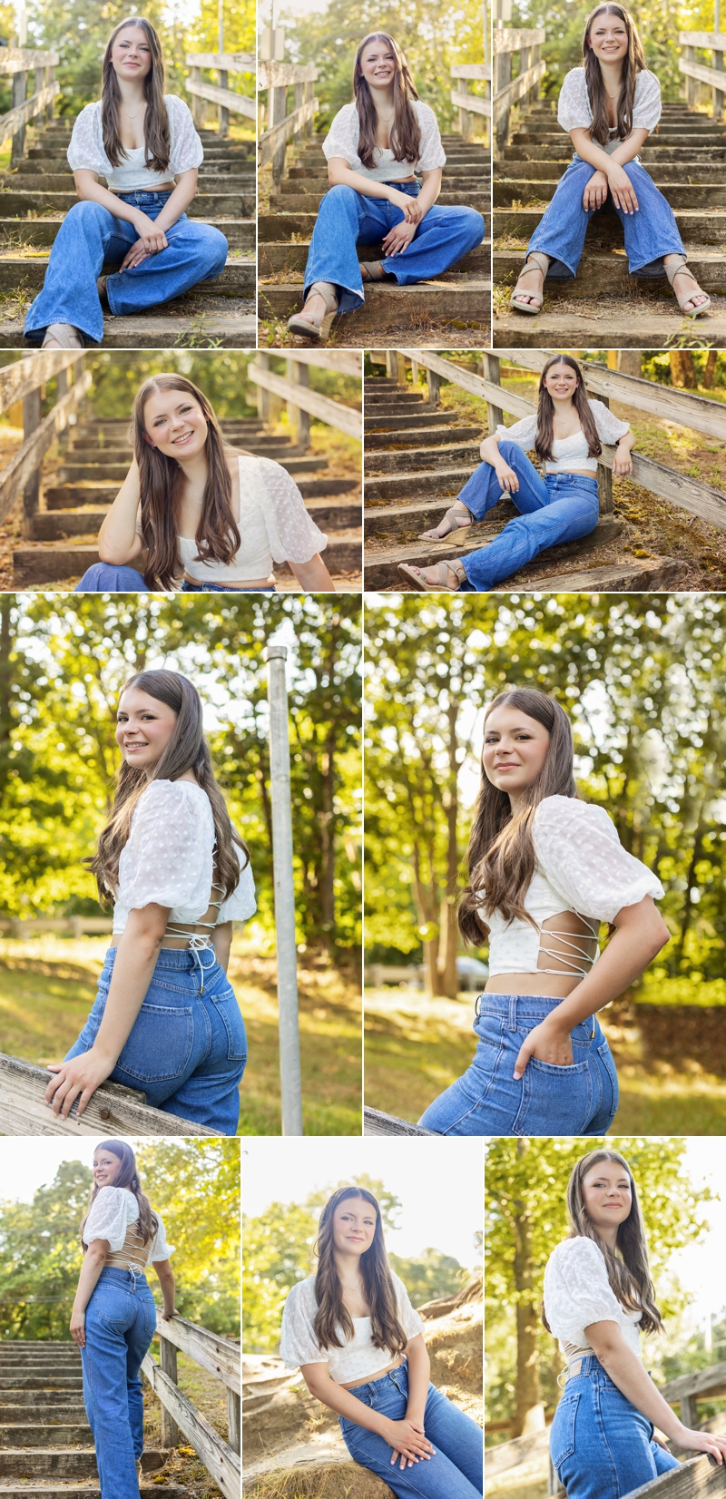 senior girl casual on stairs