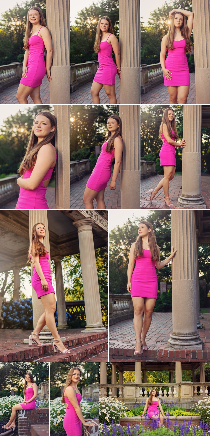 senior girl in pink dress