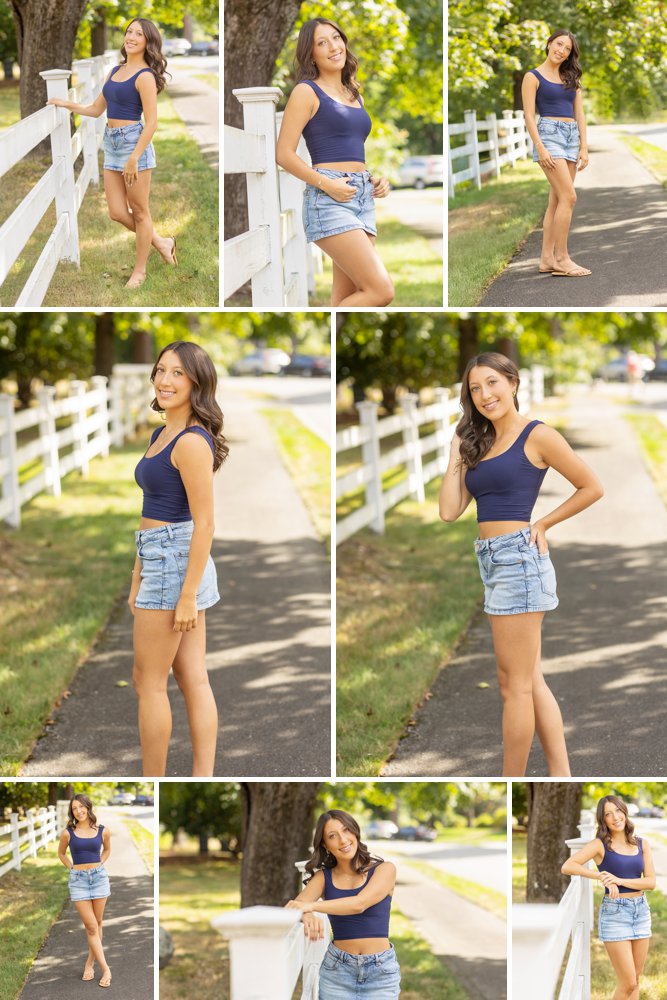 Senior girl casual by a fence
