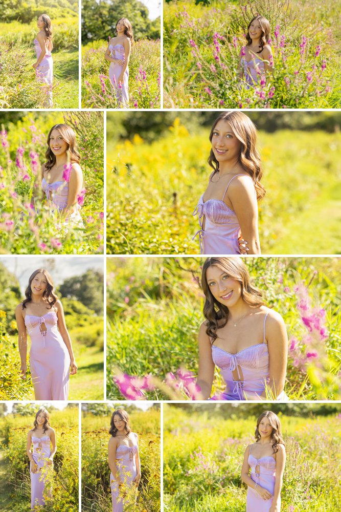 Senior girl in purple dress in a lavender field 